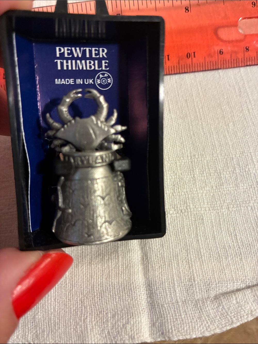 Vintage Pewter Maryland Crab Thimble Collectible Souvenir made in UK - Picture 2 of 10